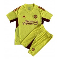 Camiseta Manchester United Portero Segunda Equipación Replica 2023-24 para niños mangas cortas (+ Pantalones cortos)